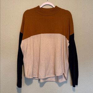 Madewell Brown/Cream/Navy Colorblock Turtleneck Sweater